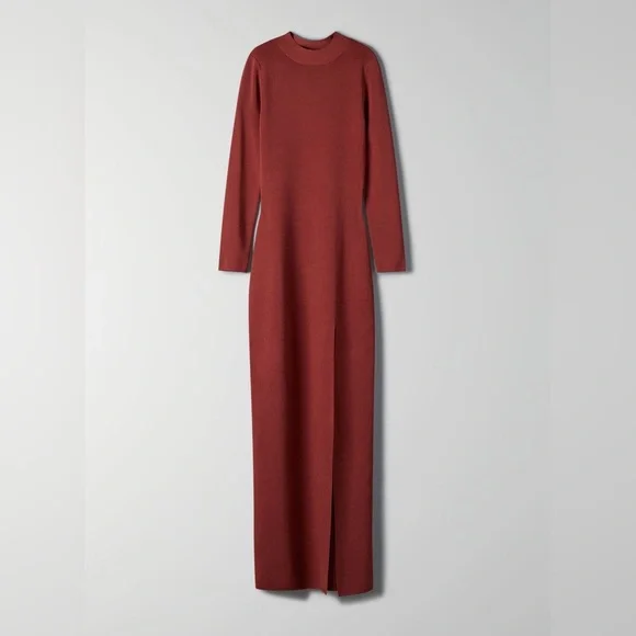Aritzia Babaton Mockneck Slit Long new Bodycon Formal Evening Dress Sz L - Picture 11 of 12